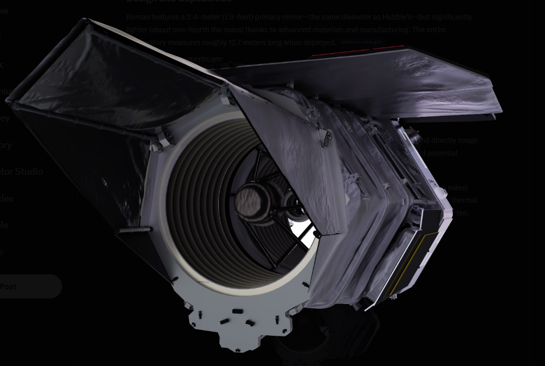 NASA conceptual rendering of the Nancy Grace Roman Space Telescope with its aperture door open
