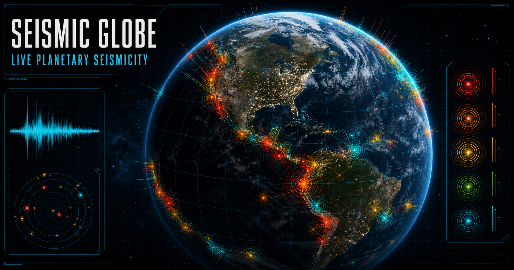 Seismic Globe — live worldwide earthquakes plotted on an interactive three-dimensional Earth